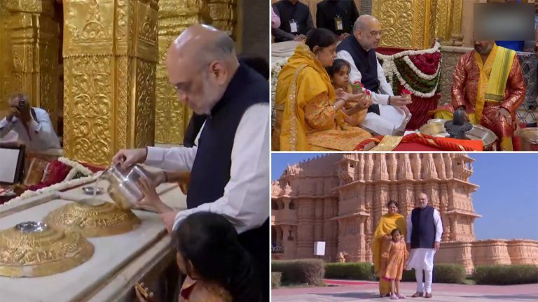 Amit Shah In Somnath Temple: সোমনাথ মন্দিরে স্ত্রী ও নাতনিকে নিয়ে পুজো অমিত শাহের, অপূর্ব ভিডিয়ো