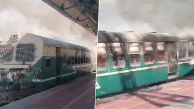 Gujarat Local Train Fire: আচমকা আগুন, দাউদাউ করে জ্বলছে লোকাল ট্রেনের কামরা