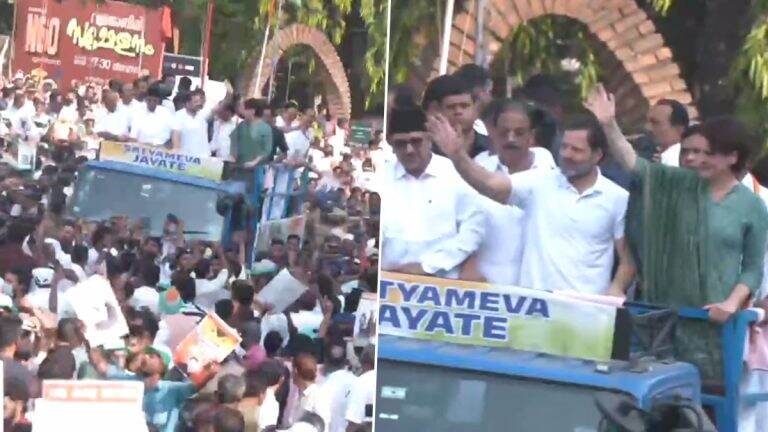 Rahul Gandhi Road Show: ওয়ানাডের প্রাক্তন সাংসদ রাহুল গান্ধী রোড শো করছেন ওয়ানাডের রাস্তায়, রোড শো এ  উপস্থিত প্রিয়াঙ্কা গান্ধীও