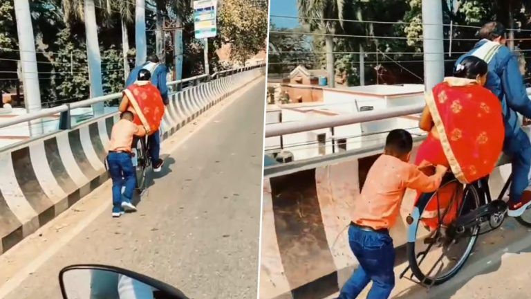 Son Helping Mom-Dad Cute Video: সর্বশক্তি দিয়ে বাবা-মাকে সাহায্য ছোট্ট ছেলের, ভিডিয়ো দেখে মন ভরল নেটিজেনদের