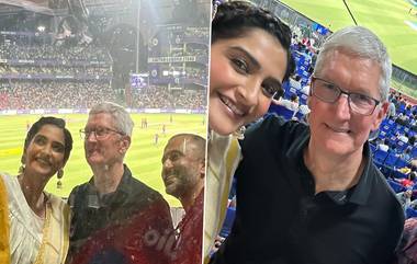 Tim Cook  With Sonam Kapoor: সোনমের সঙ্গে আইপিএলের মাঠে হাজির টিম কুক