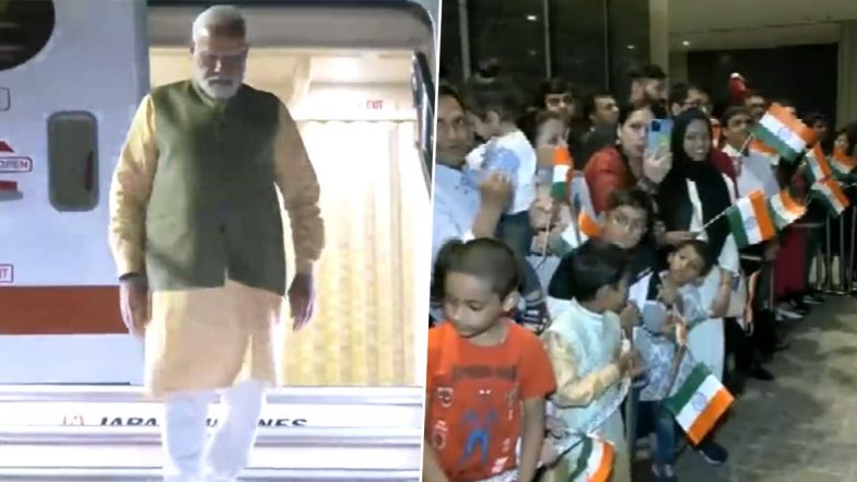 PM Narendra Modi: জাপানে পৌঁছালেন মোদী, প্রধানমন্ত্রীকে স্বাগত জানাতে হিরোশিমার হোটেলের বাইরে জড়ো ভারতীয় প্রবাসীরা