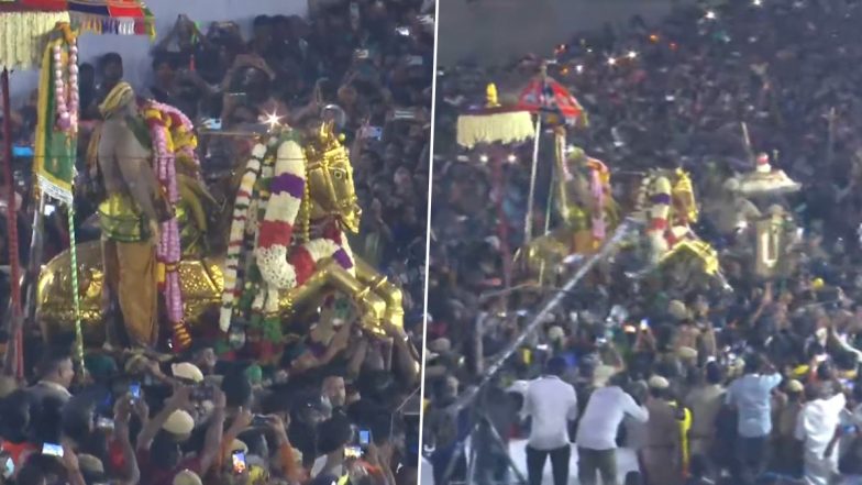 Chithirai festival 2023: ভগবান কাল্লাঝাগরের নদী প্রবেশ দেখতে ভাইগাই নদীর কাছে  লাখো লাখো ভক্তদের ভিড়( দেখুন ভিডিও)