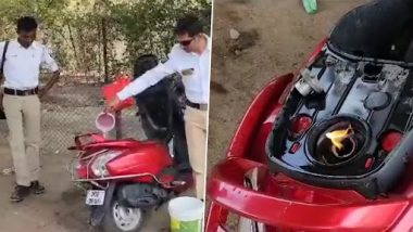 Hyderabad Fire Video: ট্রাফিক পুলিশের সঙ্গে বচসা, প্রকাশ্যে স্কুটিতে আগুন ধরিয়ে দিলেন আরোহী, দেখুন