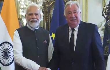 PM Modi Meets Gerard Larcher: প্রধানমন্ত্রী মোদিকে উষ্ণ অভ্যর্থনা ফ্রান্স সেনেটের প্রেসিডেন্ট জেরার্ড লার্চারের, প্যারিসের ভিডিয়ো