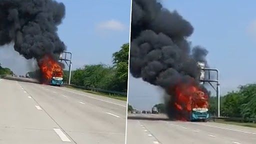 Video: প্রকাশ্য রাস্তায় দাউ দাউ করে জ্বলছে বাস, প্রাণ বাঁচানোর আপ্রাণ চেষ্টা যাত্রীদের, দেখুন