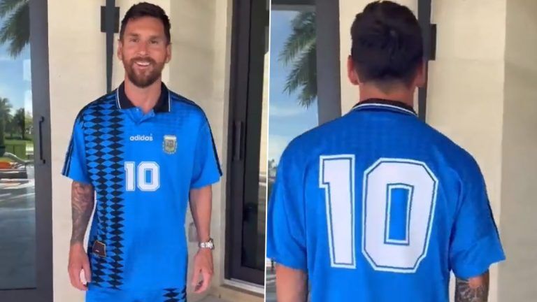 Lionel Messi Pays Tribute to Diego Maradona: ১৯৯৪ এর জার্সি পড়ে মারাদোনাকে শ্রদ্ধা জানালেন মেসি, দেখুন সেই ছবি