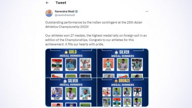 25th Asian Athletics Championship 2023: এশিয়ান অ্যাথলেটিক্স চ্যাম্পিয়নশিপে ভারতীয়দের দুর্দান্ত পারফরম্যান্স, ক্রীড়াবিদদের অভিনন্দন জানালেন মোদী (দেখুন টুইট)