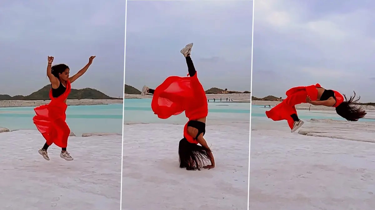 Somersault in Saree Video:&nbsp;শাড়ি পরে শূন্যে ডিগবাজি, তরুণীর অ্যাক্রোব্যাটিক্স স্কিলে মুগ্ধ নেট দুনিয়া