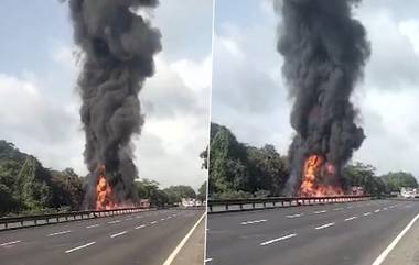 Palghar Truck Fire Video: মুম্বই-আহমেদাবাদ হাইওয়েতে জ্বলন্ত ট্রাকের বিভীষিকাময় দৃশ্য, দেখুন