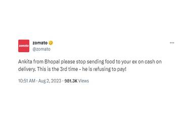 Zomato: অঙ্কিতার প্রাক্তন প্রেমিককে খাবার পাঠাতে না করল জোমাটো, দেখুন সেই মজার টুইট