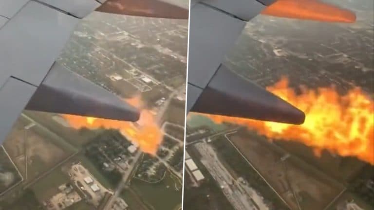 Burning Plane Video: মাঝ আকাশে বিমানের ইঞ্জিন থেকে আগুনের ঝলকানি, জরুরি অবতারণ