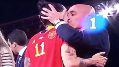 Luis Rubiales kissing Jennifer Hermoso: বিশ্বকাপ জয়ের পর স্পেনের মহিলা ফুটবলারকে টেনে নিয়ে চুম্বন ফুটবল প্রেসিডেন্টের, শুরু জোর বিতর্ক, দেখুন ছবিতে