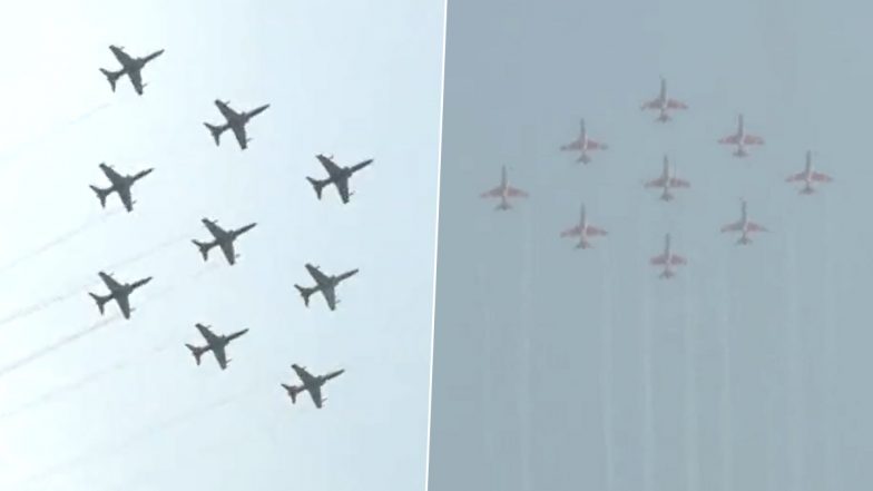 IAF's Surya Kiran Aerobatic Team: জয়পুরে চলছে বায়ুসেনার প্রদর্শনী, দেখুন অপূর্ব দৃশ্যের ভিডিয়ো
