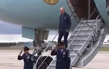 Joe Biden Stumbles On Plane Stairs: বিমানের সিঁড়িতে হোঁচট খেয়ে পড়তে পড়তে বাঁচলেন মার্কিন প্রেসিডেন্ট জো বাইডেন (দেখুন ভিডিও)