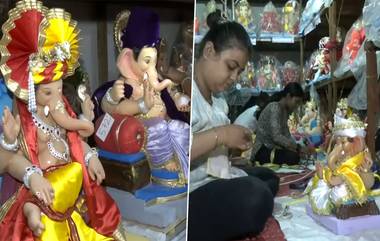 Ganeshotsav 2023: গণেশ চতুর্থী দোরগোড়ায়, চলছে শেষ মুহূর্তের তুলির টান, দেখুন ভিডিও 