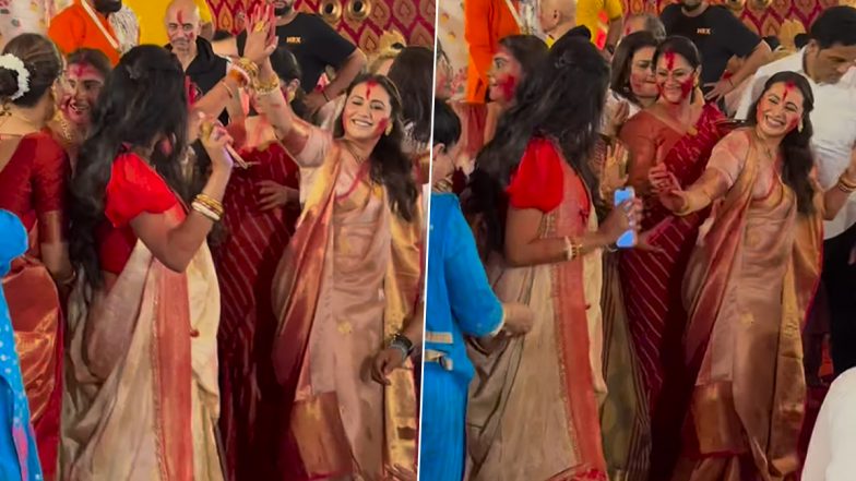 Durga Puja 2023: বিদায় বেলায় বরণ সেরে বাড়ির পুজোয় সিঁদুর খেলায় মেতেছেন রানি মুখোপাধ্যায়, দেখুন