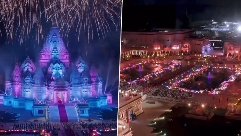 Largest Hindu Temple in US: আমেরিকায় উদ্বোধন হল বিশ্বের সর্ববৃহৎ হিন্দু মন্দিরের, অক্ষরধামের চোখ ধাঁধানো সৌন্দর্য