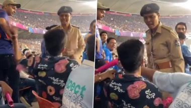 Fan Fight with Police in Ahmedabad Stadium: ভারত-পাক ম্যাচে মহিলা পুলিশ অফিসারের সঙ্গে বচসায় জড়ালেন ভক্তরা (দেখুন ভিডিও)