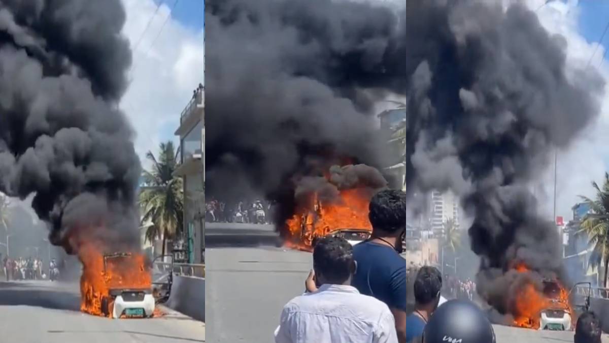 Electric Car Fire: রাস্তায় দাঁড়িয়ে থাকা দামী ইলেকট্রিক গাড়ি থেকে আচমকাই ভয়াবহ আগুন, দেখুন ভিডিয়ো