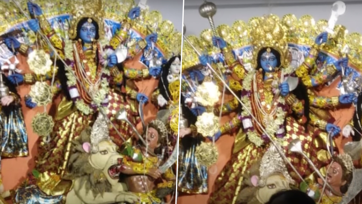 Durga Puja 2023: কৃষ্ণনগরের নাজিরাপাড়া নীল দুর্গাবাড়িতে দুর্গা পূজিত হন অপরিজিতা রূপে, প্রতিমার গায়ের রং নীল বর্ণ