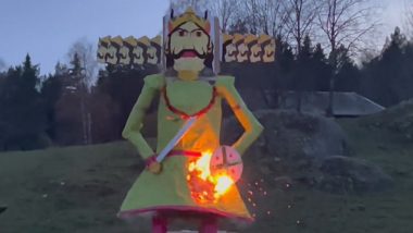 Ravan Dahan in Sweden Video: সুইডেনের মাটিতে রাবণ দহন, দর্শকদের গলায় জয় শ্রীরাম স্লোগান (দেখুন ভিডিও)