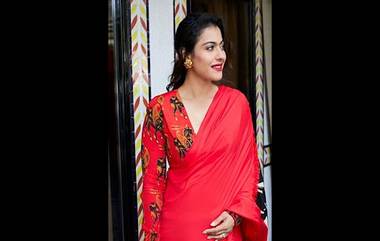 Kajol Stuns in Red Sari: নবরাত্রির তৃতীয় দিনের নিয়ম মেনে লাল রঙে সাজলেন কাজল, দেখুন ছবি