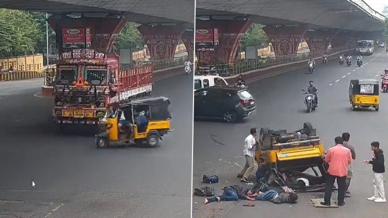 Visakhapatnam Accident Video: বিশাখাপত্তনমে ভয়াবহ সড়ক দুর্ঘটনা, স্কুলের বাচ্চাদের বহনকারী অটোরিকশার সঙ্গে ট্রাকের সংঘর্ষে আহত ৭জন