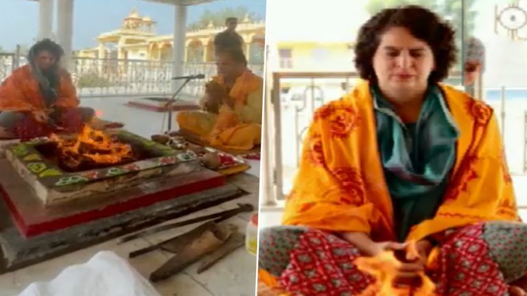 Priyanka Gandhi's Havan Video: ভোট প্রচারে গিয়ে যজ্ঞ করছেন প্রিয়াঙ্কা গান্ধী, রাজস্থানের ভিডিয়ো