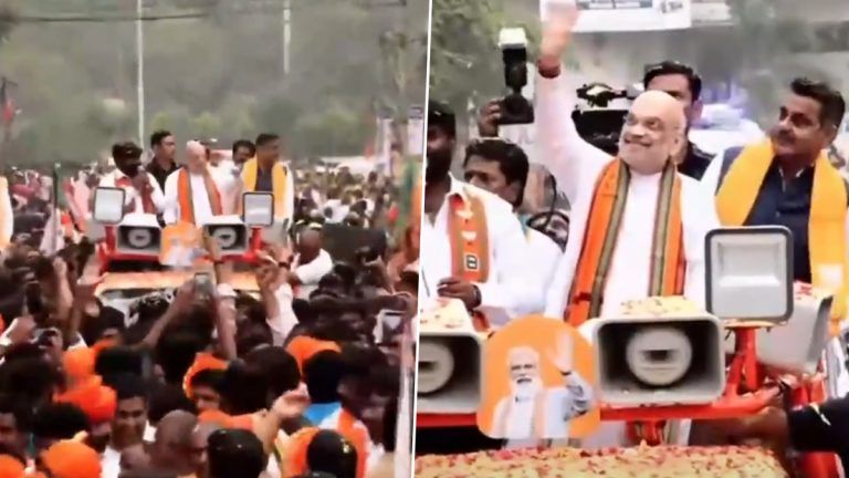 Amit Shah's Roadshow: তেলাঙ্গানার রাজেন্দ্রনগরে রোডশো অমিত শাহের, ভিডিয়ো