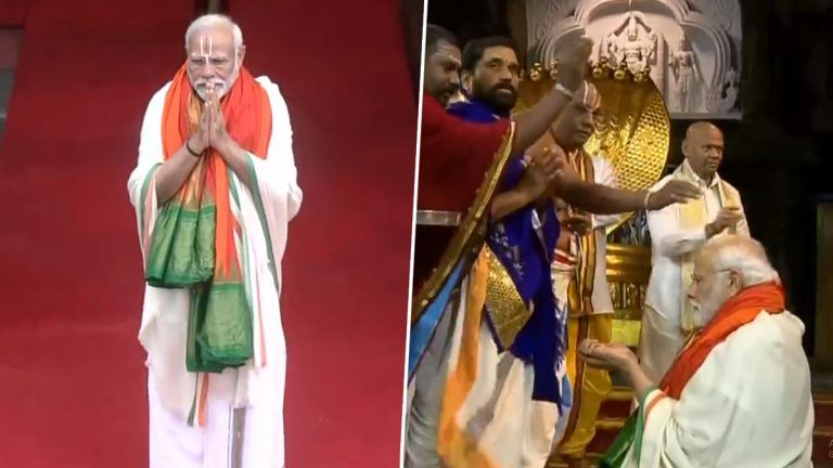 Modi at Tirupati Temple: পাঁচ রাজ্যে নির্বাচন ফলাফলের আগেই তিরুপতি দর্শনে মোদী, সাত সকালে পৌঁছলেন শ্রী ভেঙ্কটেশ্বর স্বামী মন্দিরে