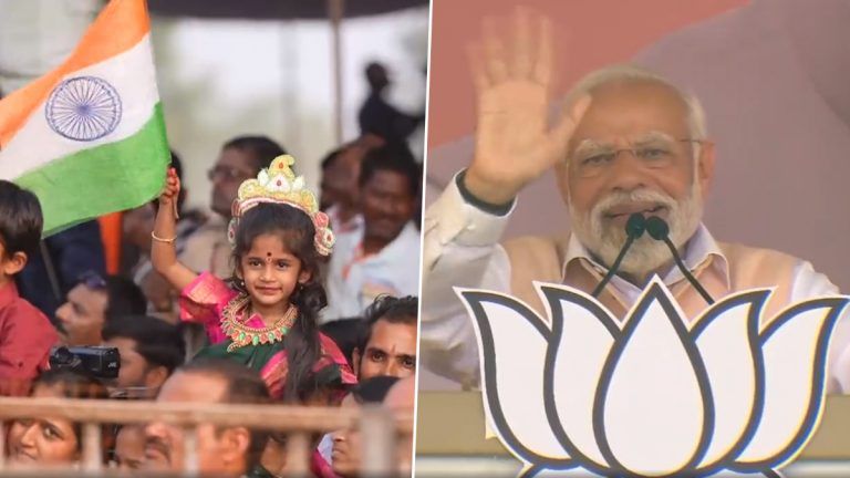 PM Modi Waves At Girl: ভারত মাতার সাজে সজ্জিত শিশুকন্যাকে শুভেচ্ছা জানালেন প্রধানমন্ত্রী মোদি, তেলাঙ্গানার ভিডিয়ো