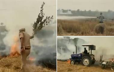 Moga Stubble Burning: চাষের জমিতে কৃষি বর্জ্যে আগুন নেভাতে ব্যস্ত পুলিশকর্মী! দেখুন ভিডিয়ো