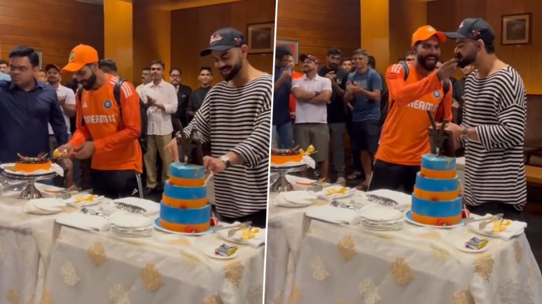 Team India Celebration Video: দক্ষিণ আফ্রিকাকে হারিয়ে টিম ইন্ডিয়ার ড্রেসিংরুমে সেলিব্রেশন,  কেক কাটলেন কোহলি ও জাদেজা (দেখুন ভিডিও)