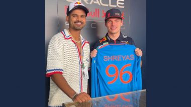 Shreyas Iyer Gifts Jersey To Max Verstappen: ফর্মুলা ১ তারকা ম্যাক্স ভার্স্টাপেনকে ভারতীয় ক্রিকেট দলের জার্সি  উপহার শ্রেয়াস আইয়ারের (দেখুন ছবি)