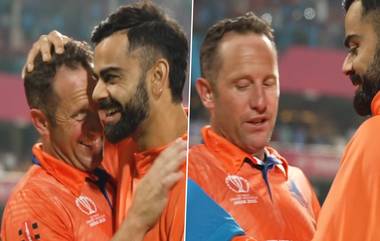 Virat Kohli Gifts His Jersey To Van Der Merwe: শেষ হল নেদারল্যান্ডের জার্নি,বিশ্বকাপের শেষ ম্যাচে ভ্যান ডার মারওয়েওর প্রাপ্তি বিরাটের জার্সি (দেখুন ভিডিও)