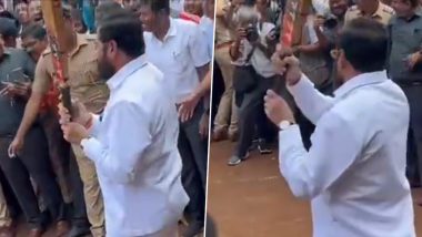 CM Eknath Shinde Playing Cricket- Video: দেখুন, ক্রিকেট খেলায় মত্ত্ব মহারাষ্ট্রের মুখ্যমন্ত্রী একনাথ শিন্দে