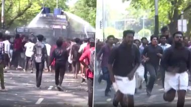 SFI Protest In Kerala: কেরলের রাজ্যপাল আরিফ মহম্মদ খানের বিরুদ্ধে বিক্ষোভ এসএফআই-এর, দেখুন জল কামান দিয়ে পুলিশি প্রতিরোধের ভিডিয়ো
