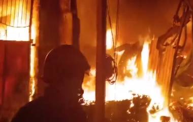 Telangana Fire: তেলেঙ্গানার রাঙ্গারেড্ডিতে দোকানঘরে বিধ্বংসী আগুন, দাউদাউ করে জ্বলছে চারিদিক, দেখুন