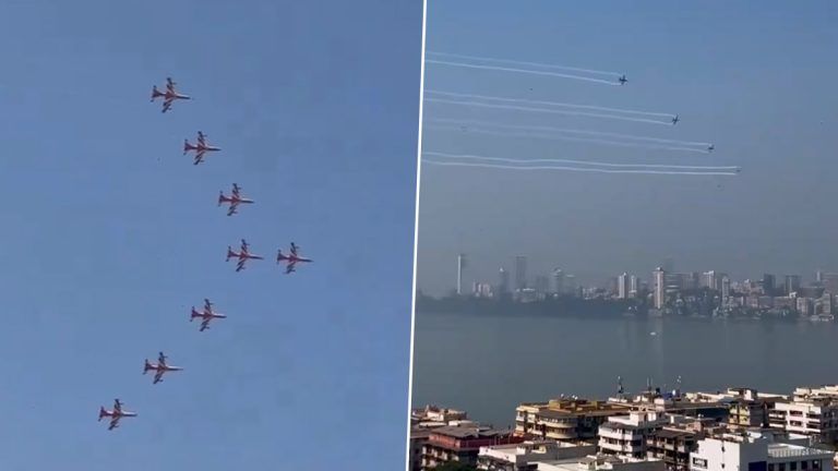 Mumbai Air Show Visuals: মুম্বইয়ে শুরু ভারতীয় বায়ুসেনার এয়ার শো, অপূর্ব ভিডিয়ো