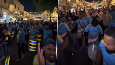 Indian Football Fans in Qatar: দেখুন, ঢোলের তালে ভারতীয় ফুটবলের জন্য কাতারের মিছিল ভক্তদের