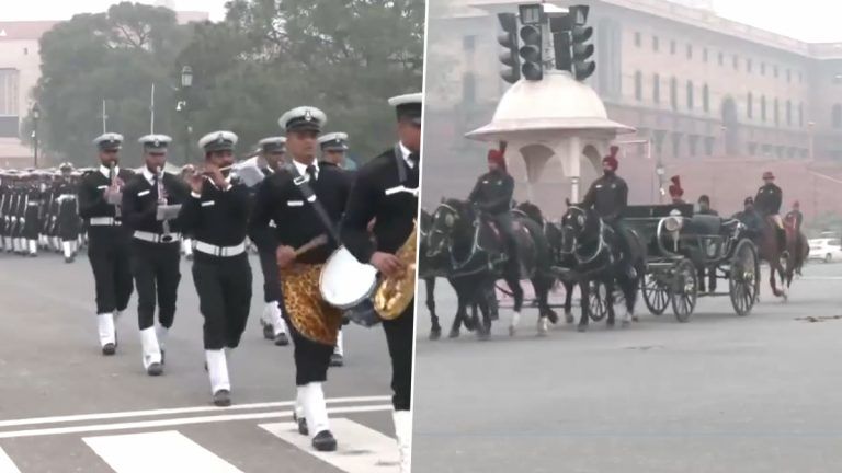 Republic Day Parade Rehearsal: দিল্লির কর্তব্য পথে প্রজাতন্ত্র দিবসের প্যারেড মহড়া চলছে