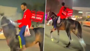 Zomato Rider On Horse Video: পেট্রোল পাম্পে নো স্টক বোর্ড, ঘোড়ায় চড়ে ফুড ডেলিভারি করলেন জোমাটো বয় (দেখুন ভিডিও)