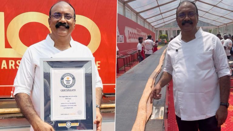 Longest Dosa: এমটিআর-এর ঐতিহাসিক মাইলফলক, ১২৩ ফুট লম্বা ধোসা! গিনেস ওয়ার্ল্ড রেকর্ড