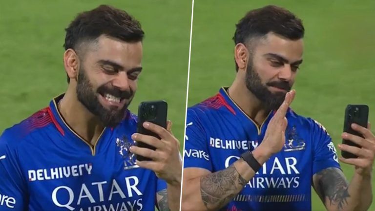 Virat Spotted Talking to His Family: আইপিএলে পাঞ্জাব কিংসের বিপক্ষে জয়ের পর পরিবারের সঙ্গে ভিডিও কলে কথা বিরাটের (দেখুন ভিডিও)