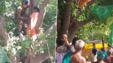 Farmers protest at Delhi: দিল্লিতে কৃষক আন্দোলন, গাছের ডালে উঠে পড়লেন এক মহিলা আন্দোলনকারী! দেখুন ভিডিও
