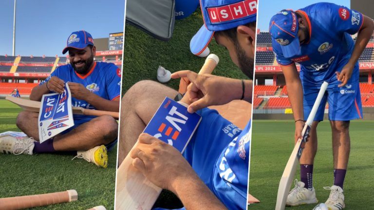 Rohit Sharma Pasting Stickers on His Bat: নিজের ব্যাটে নিজেই স্টিকার আটকালেন প্রাক্তন মুম্বই অধিনায়ক, অনুশীলনের আগে রোহিতের ভিডিও ভাইরাল(দেখুন ভিডিও)