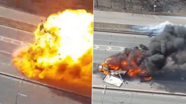Russia Truck Fire Video: মস্কোর রাস্তায় বিস্ফোরণ, পাঁচটি ট্রাক পুড়ে ছাই