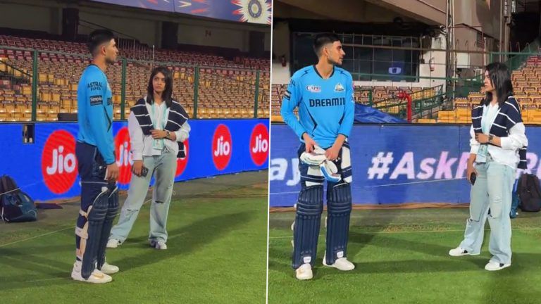 Shubman Gill with Harleen Deol: দেখুন, আইপিএল ম্যাচের আগে হারলিন দেওলকে ব্যাটিং টিপস দিলেন শুভমন গিল