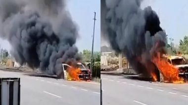 Car Catches Fire Video: চলন্ত গাড়িতে হঠাৎই আগুন, চালকের সহায়তায় বাঁচল যাত্রীদের প্রাণ (দেখুন ভিডিও)